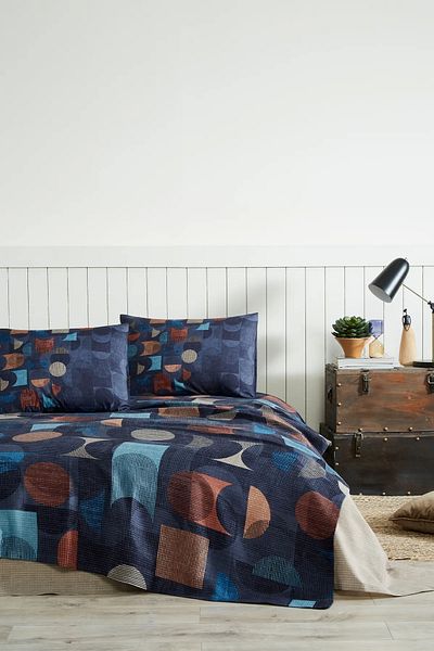 NİVEMESHOME Nivemeshome Navy Blue Double Ranfonce Pique Set - Özdilek