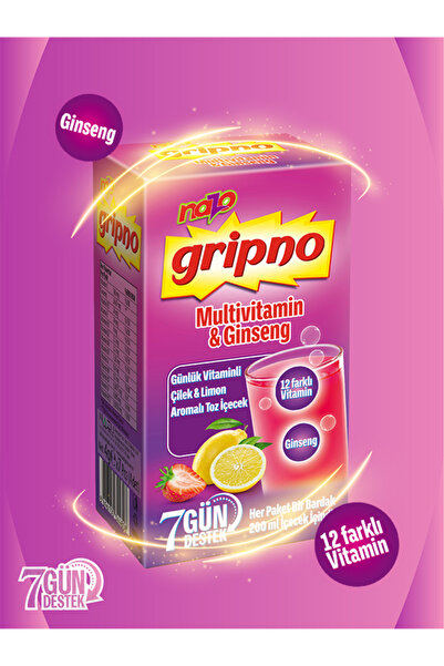 NAZO GRİPNO_GÜNLÜK VİTAMİNLİ (4 KUTU) ÇİLEK VE LİMON AROMALI TOZ İÇECEK
