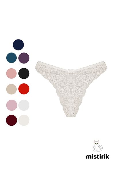 MİSTİRİK Tasali Model Lace and Flexible Fabric Brazilian String Model Ecru Color
