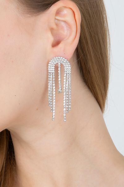 Furtek Aksesuar Women's Minimal Waterway Elegant Dangle Zircon Stone Earrings Tiny Bijouterie Crystal Glitter Bridal Wedding
