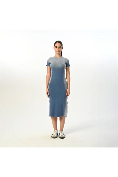 LOCO LOCO Rochie albastră pentru fete cu jumătate de mânecă lungă - 7427