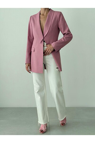 Genel Markalar Kadın Pembe Şalyaka Blazer Ceket