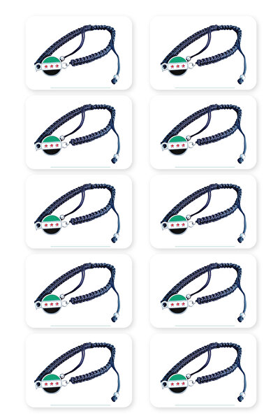 Zaytoon 10'LU Suriye Yeni Bayrağı Yuvarlak ipli Ayarlanabilir El Bilekliği A3...