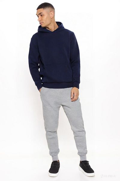DEEPSENCE Ανδρικό φούτερ με χοντρή κουκούλα Navy Blue
