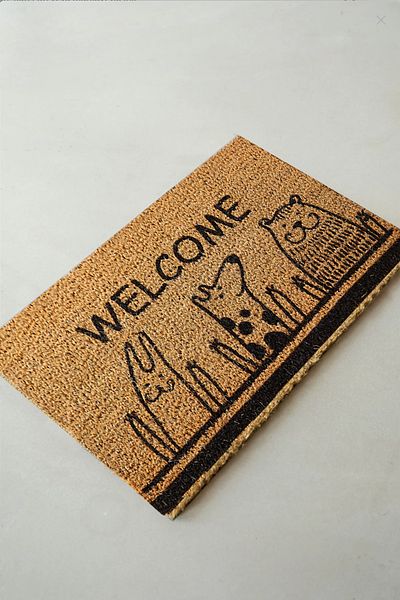 Chilai Home Coco Animals Natural Koko Mat, Bristle Door Mat