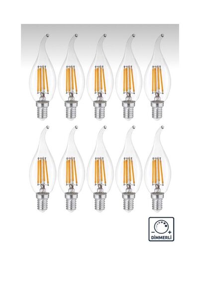 Edison 10 Adet Gün Işığı Kıvrık Buji Ampul E14 Duy