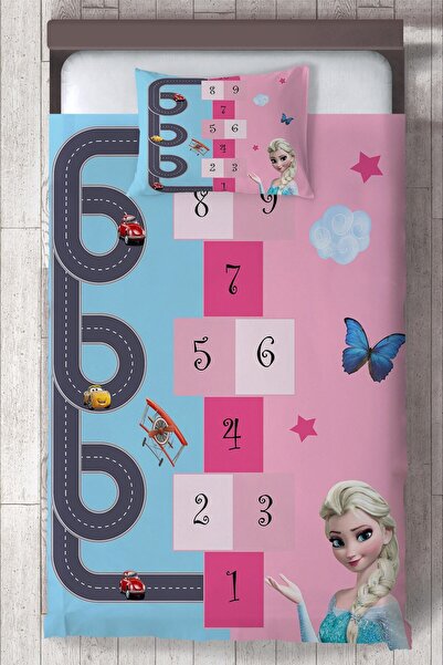 MEKTA HOME Bebek Ve Çocuk Odası Şimşek Mcqueen Ve Elsa Yatak Örtüsü Mktyo-117