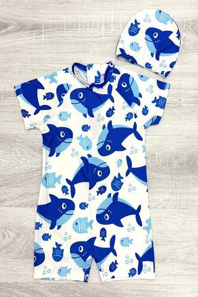 My Kids Wear Boy's Jumpsuit Swimsuit with Boned, Washed Zipper, Sun Protection