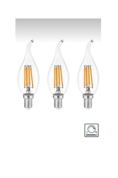 Edison 3 Adet Dekoratif Kıvrık Buji Gün Işığı E14 Duy