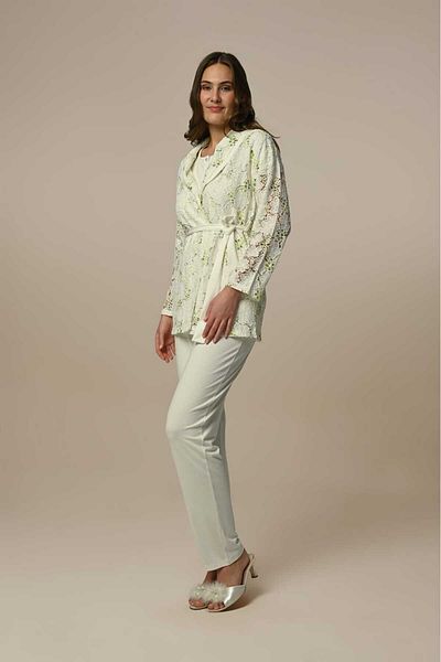 Pelin Women's Ecru Lace Maternity 3-Piece Pajamas Set