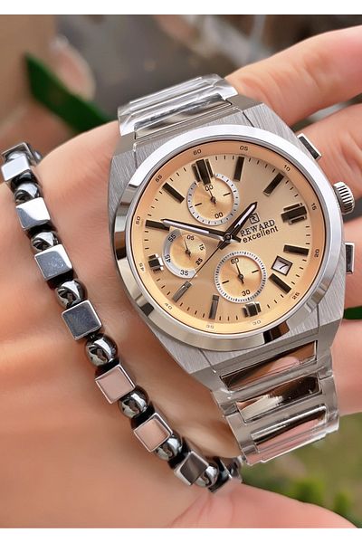 Reward Brand Silver Color Inner Functions Active Men's Wrist Watch - Bracelet Gift
