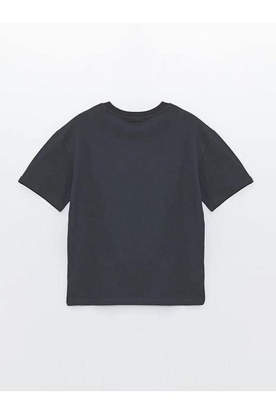LC Waikiki Детска тениска с кръгло деколте LCW Kids Anthracite Oversize за момче