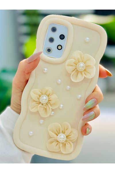Go Aksesuar جراب سيليكون بتصميم زهرة التول متوافق مع هاتف Galaxy A32 مع لعبة