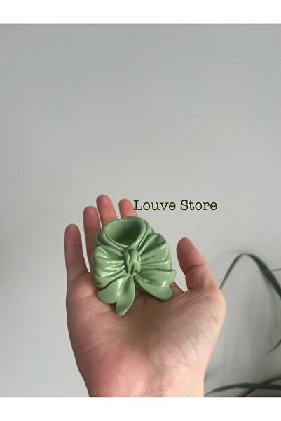 Louve Store Yeşil Kurdele , Fiyonk Şeklinde Şamdan , Mumluk