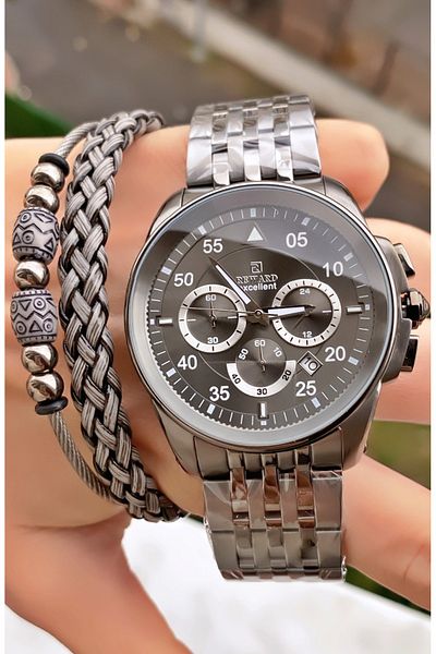 Reward Brand Black Color Inner Functions Active Men's Wrist Watch - Bracelet Gift
