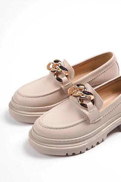 marinarosse Γυναικεία αγκράφα με αλυσίδα Karla Beige Λεπτομερής casual loafer