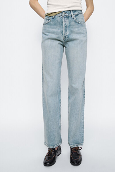 Massimo Dutti Pamuk karışımlı yüksek bel straight fit jean