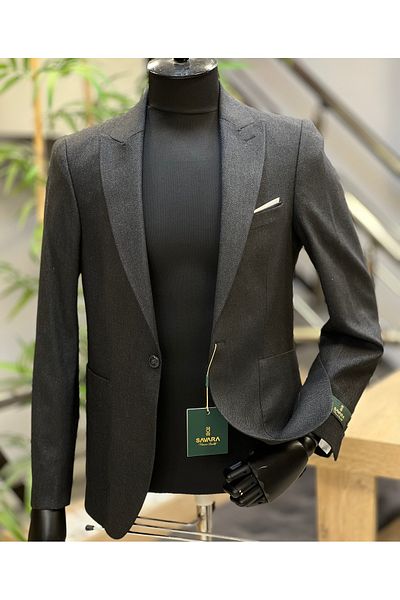 SAVARA Ανδρικό Slimfit Jacket Anthracite Smoked - Dobby και τσέπες τσάντας