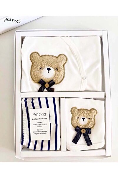 MYZİ STORE 100% Cotton Flexible Embroidered Newborn Clothes - 5-piece Hospita...