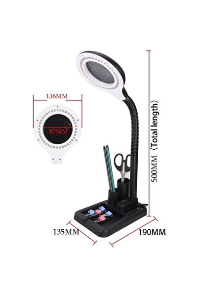 Belle Fusion Esnek 5x /10x,40 Led Işıklı Büyüteç ,lamba Büyüteç Okuma, Çalışma Lehim Masa Lambası A808