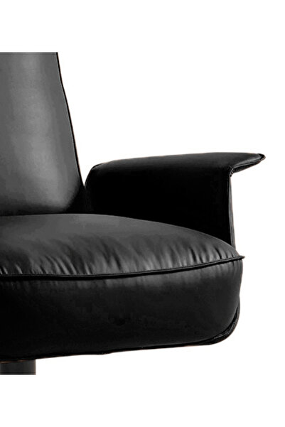 BEKALIVING Karfas Döner Metal Ayak Berjer Deri Siyah