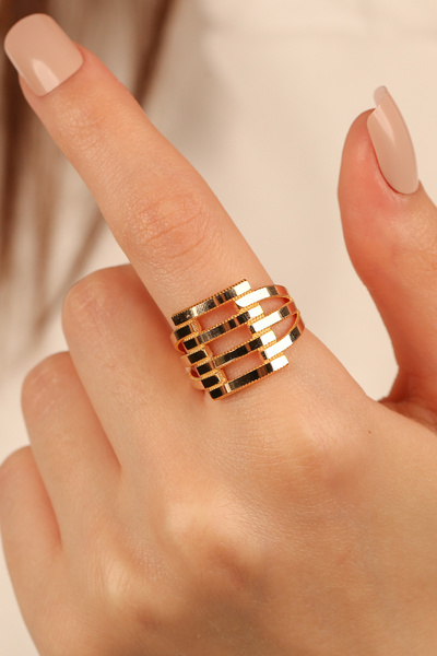 Çgk Çiğdem Gürel Kuyumculuk Ajda 4 Sıra Kaburga Altın Yüzük