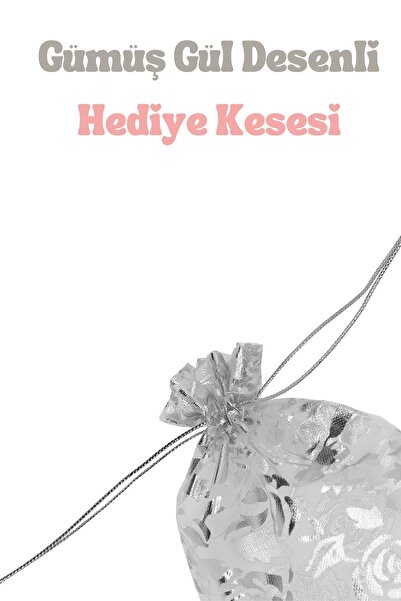 Melien 20 Ad 14 Cm X 12 Cm Şeffaf Gümüş Bez Kına Düğün Mevlit Sünnet Tespih Çerez Hediye Kesesi Kese Çanta