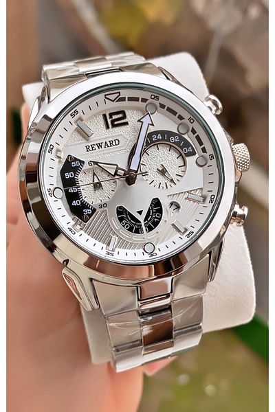 Reward Brand Silver Color Inner Functions Active Men's Wrist Watch - Bracelet Gift