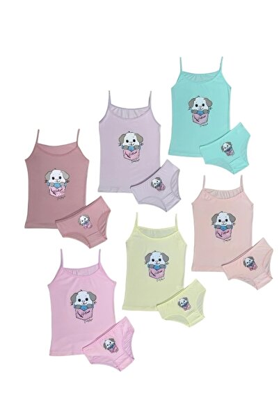 MrrMajestic 6 Lı Paket Kız Çocuk Atlet Boxer Takım