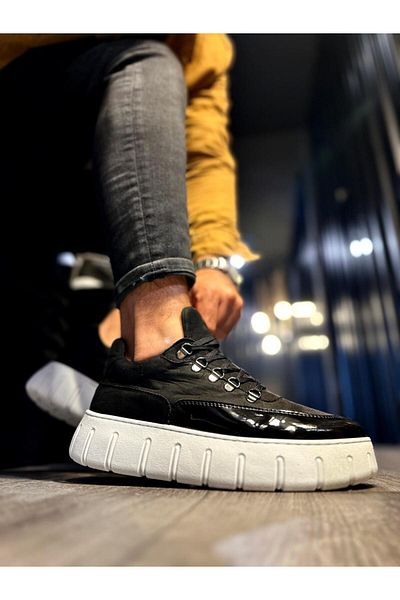 Knack High Sole Casual Shoes 600 Black (White Sole)