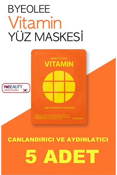 byeolee 5 Pieces Skin Repairing and Renewing Korean Face Mask with Vitamin Extract for Tired Skin 25ml