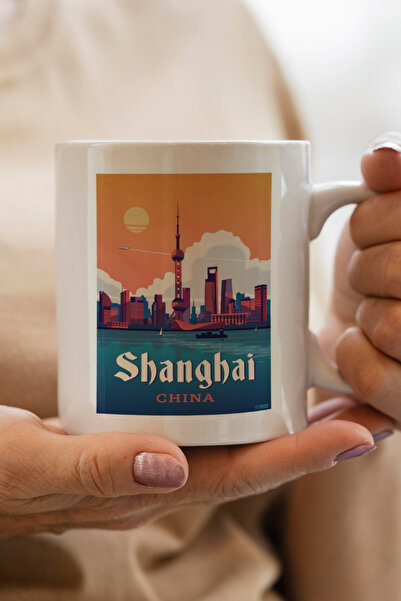 South Steel شنغهاي - كوب صيني فاخر مطبوع