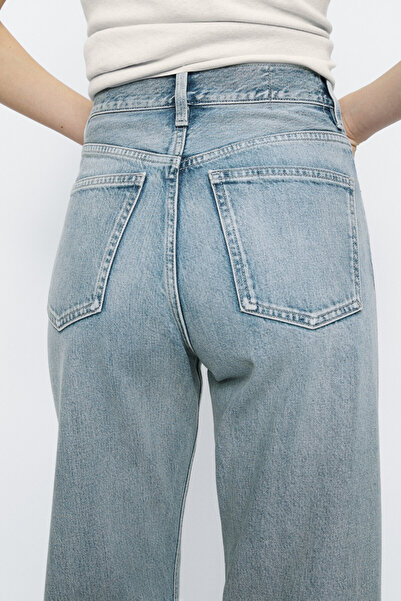 Massimo Dutti Pamuk karışımlı yüksek bel straight fit jean