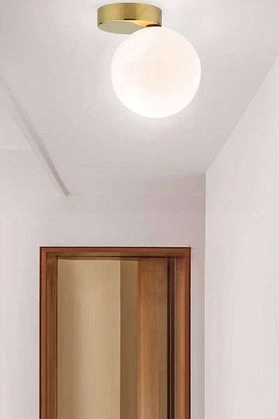 Ömür Avize Polly Modern Design Antique Case White Closed Glass Versatile Sconce Single Chandelier