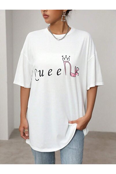 donamod Tricou oversize cu desene animate și design grafic Seria Cartoon/Lett...