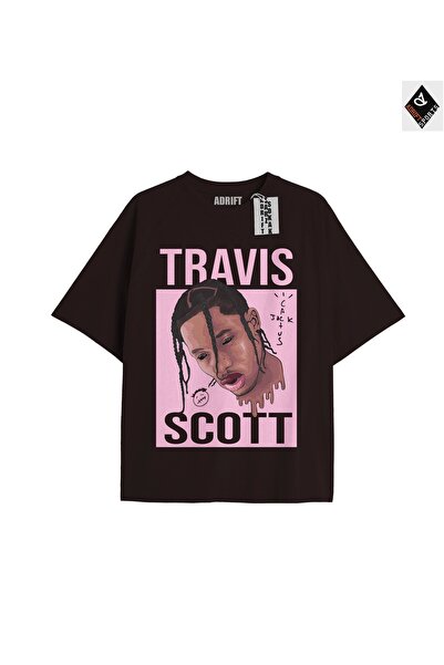 Adrift تي شيرت ترافيس سكوت أسود كبير الحجم للجنسين - قصة مريحة