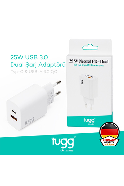 Tugg Germany Akıllı Şarj Başlık 25w Isı Ve Akım Korumalı Hızlı Turbo Sarj Usb...