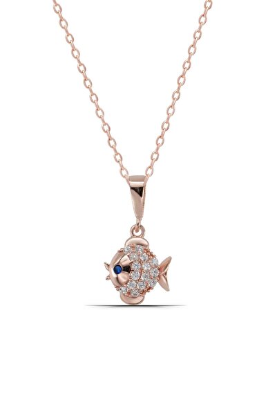 Parmas Design Minimal Balık 925 Ayar Gümüş Kadın Rose Kolye