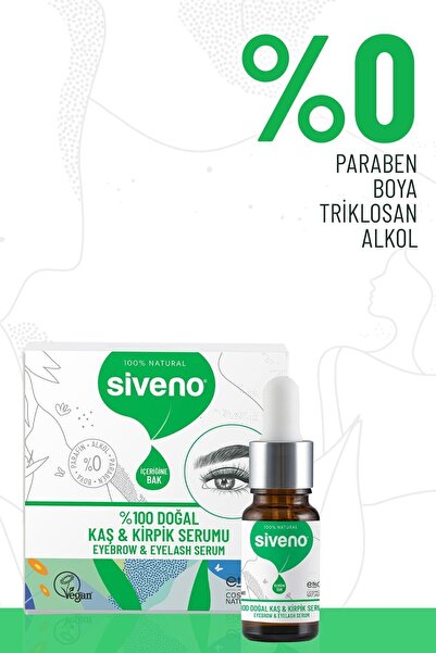 Siveno %100 Doğal Kaş Ve Kirpik Serumu Bitkisel Yoğunlaştırıcı Canlandırıcı Yoğun Bakım Yağı Vegan 10 ml