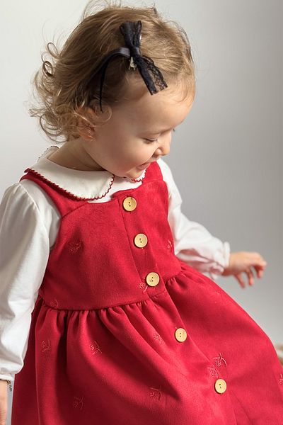 ALYRA Long Sleeve Velvet Gilet Dress for Baby Girls - 2-Piece Combed Cotton Special Occasion Holiday with Underwire