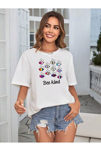 donamod Tricou oversize cu desene animate și design grafic Seria Cartoon/Lett...