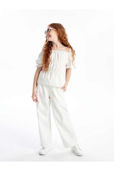 LC Waikiki Wideleg Girls' Trousers with Elastic Waist