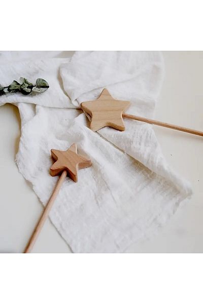 The Cloudish Shop Wooden Star Wand - Wooden Toy - Teether - Photo Shoot Visual