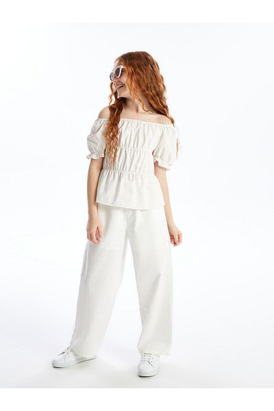 LC Waikiki Wideleg Girls' Trousers with Elastic Waist
