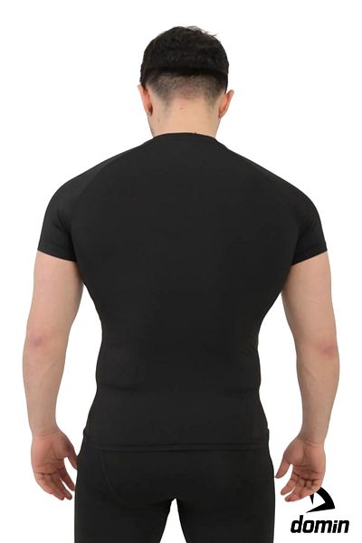 DOMİN SPOR Tricou negru cu mânecă scurtă Compression Fitness Gym Body pentru bărbați