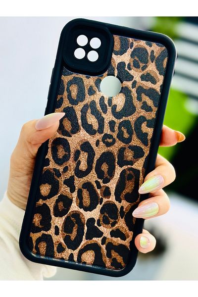 Go Aksesuar جراب سيليكون مطلي بتصميم الفهد متوافق مع Redmi 9c و10a