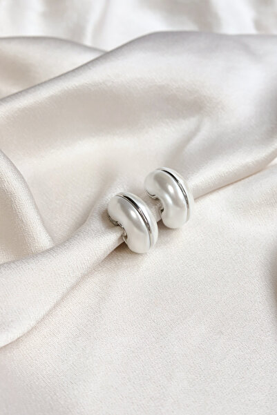 Brillo Stripe Detailed Thick Pearl Earrings