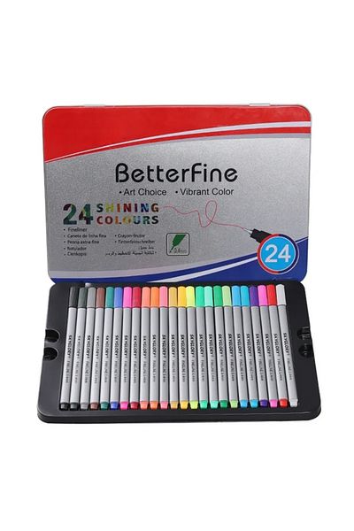 Andofis Betterfine Fineliner - 0.4 mm 24 Colored Crayons with Fine Nib Felt Mandala