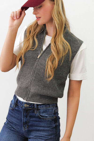 urban focus Zippered Knitwear Vest