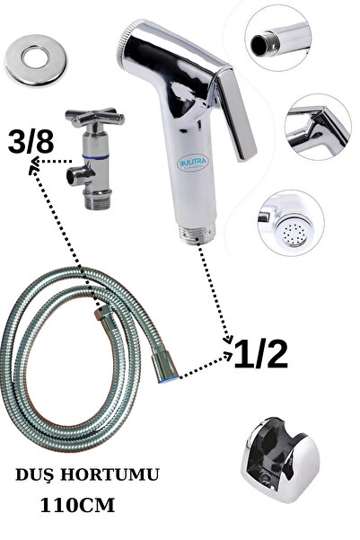 Bidet Faucet Set Chrome Toilet Gun Bidet Head Shower Hose Knuckle Spacer Faucet Batter